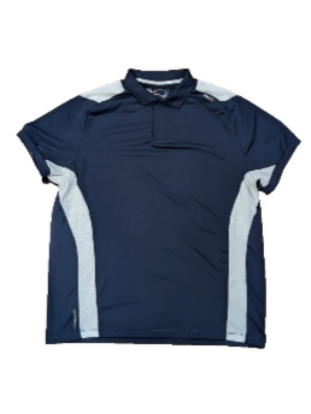 RLX Ralph Lauren Navy Blue White Two Tone Colorblock Golf Performance Polo Sz L